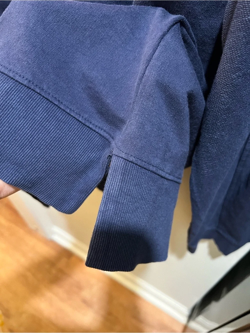 Simply Southern Navy Crewneck Sweatshirt with Red & White Flag Patch - Picture 6 of 8